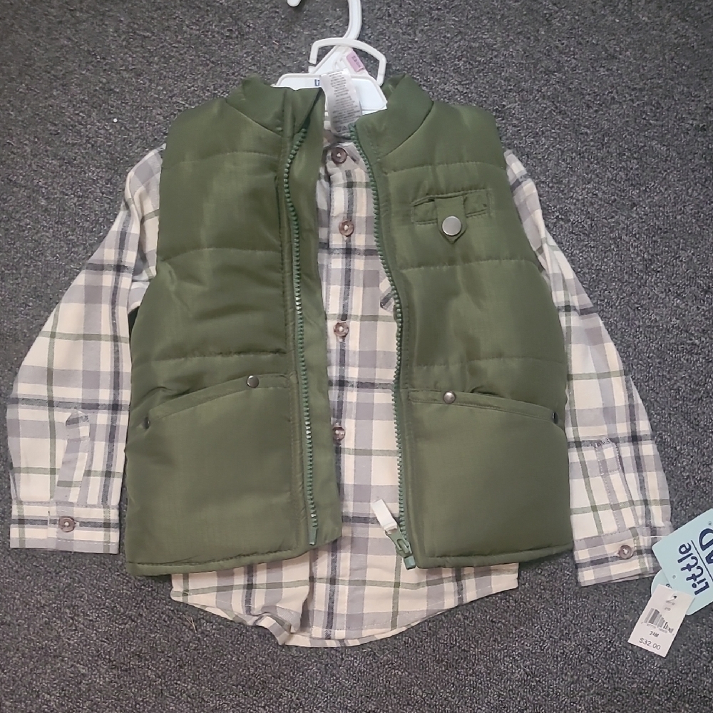 Kids Green Plaid Matching Set